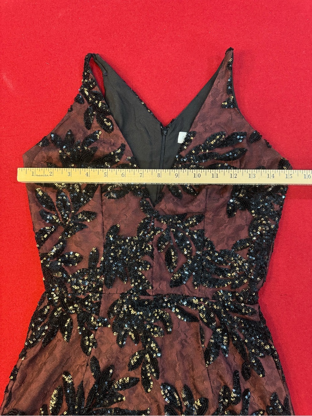 Dress the Population Black Sequin Burgundy Mini Dress - Picture 6 of 7